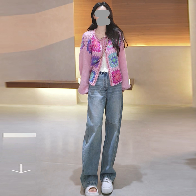 小众炸街高级感洋气上衣女2025春秋新款彩色镂空针织长袖针织开衫