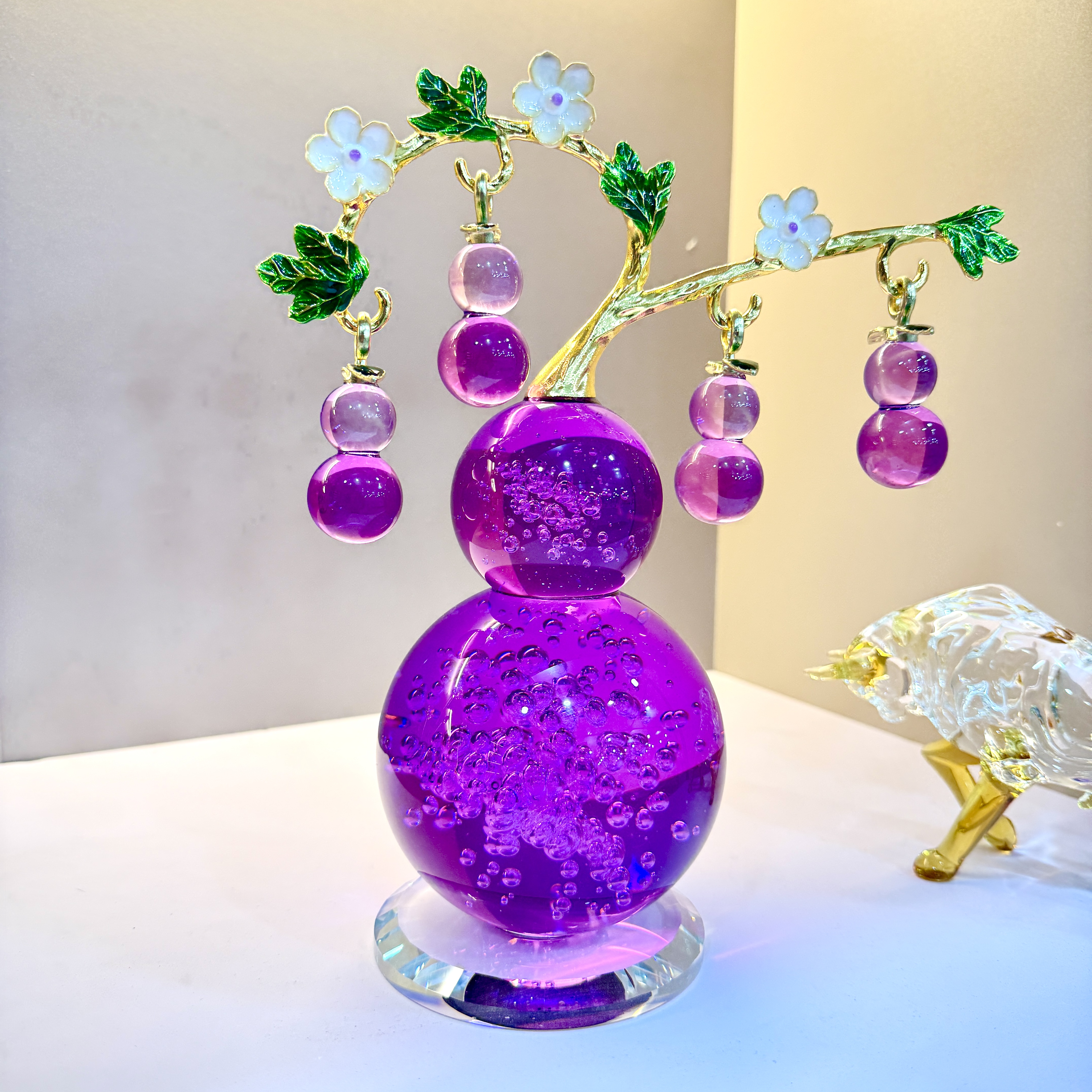 【2026新款五福】水晶玻璃葫芦客厅玄关电视柜办公室创意家装饰礼品