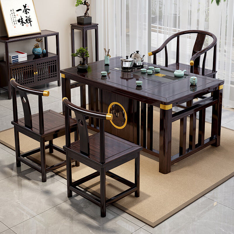 新中式仿古阳台茶几实木茶桌椅组合家用茶桌一体一整套功夫泡茶台