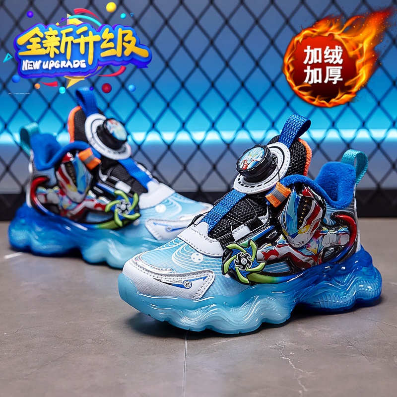 男童高品质冬季二棉薄绒发光亮灯鞋儿童加绒保暖软底舒适运动鞋