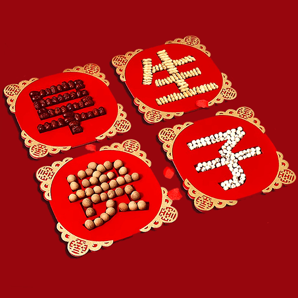 结婚早生贵子模具婚礼压床摆件模板创意婚房装饰床摆成品不含干果