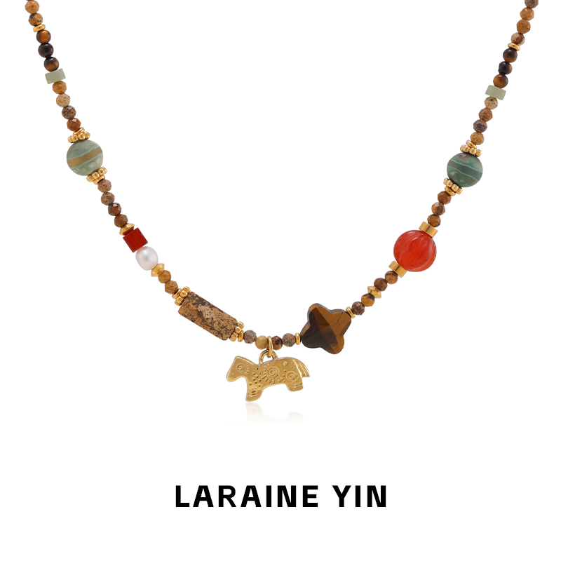 钛钢项链 【小马】原创设计手工彩色串珠锁骨链ins叠戴颈链