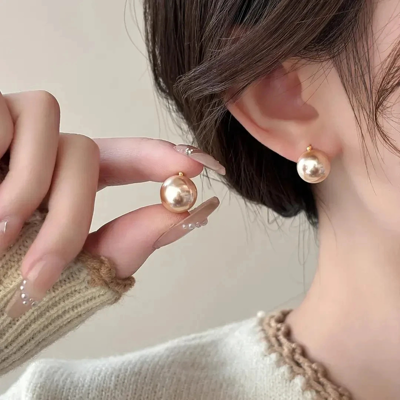 合金仿珍珠耳饰 【专柜轻奢】香槟金珍珠耳环轻奢气质高级感时尚
