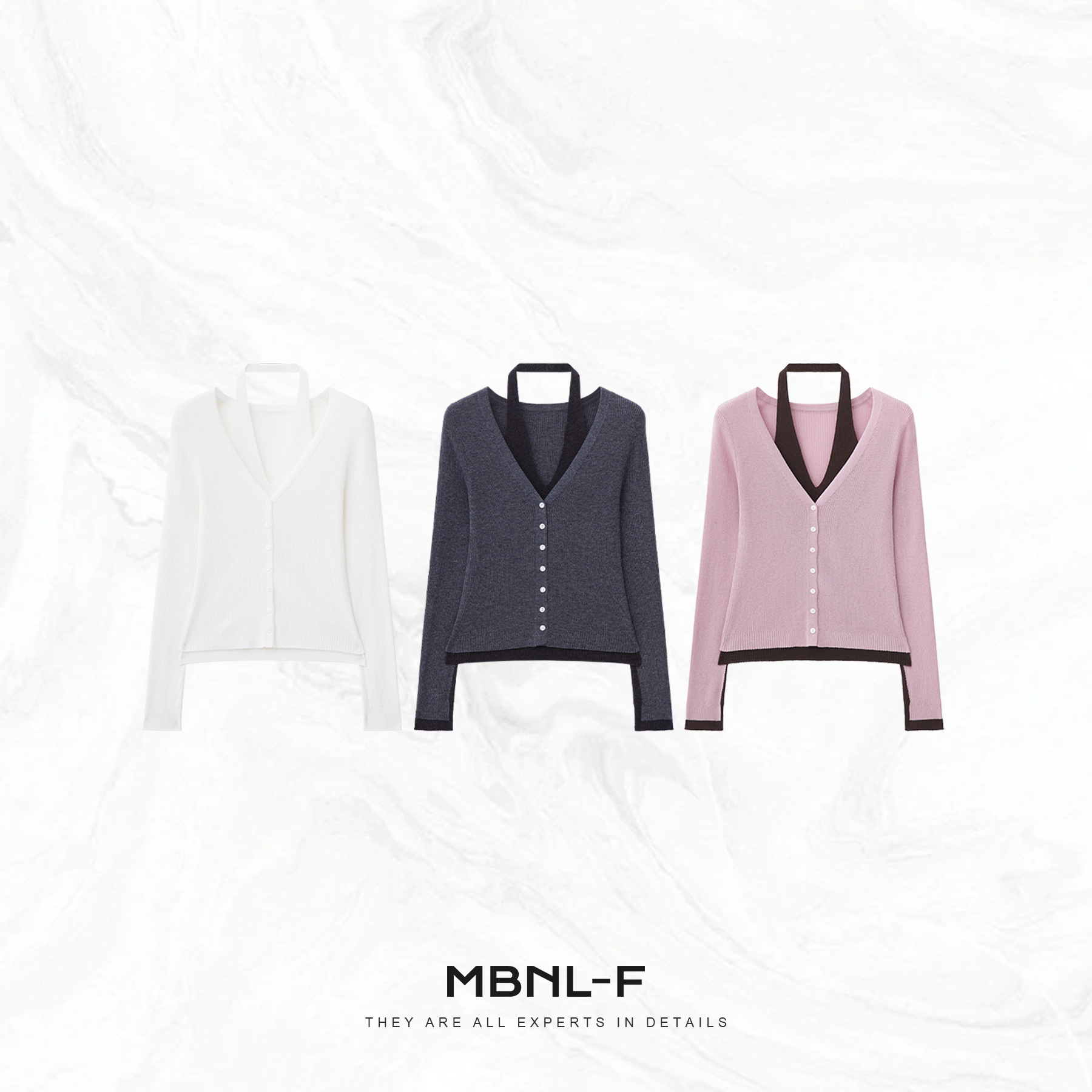 MBNL-F“挂脖打底” 羊毛16针定制保暖打底开衫 秦磊XM-XMY2693