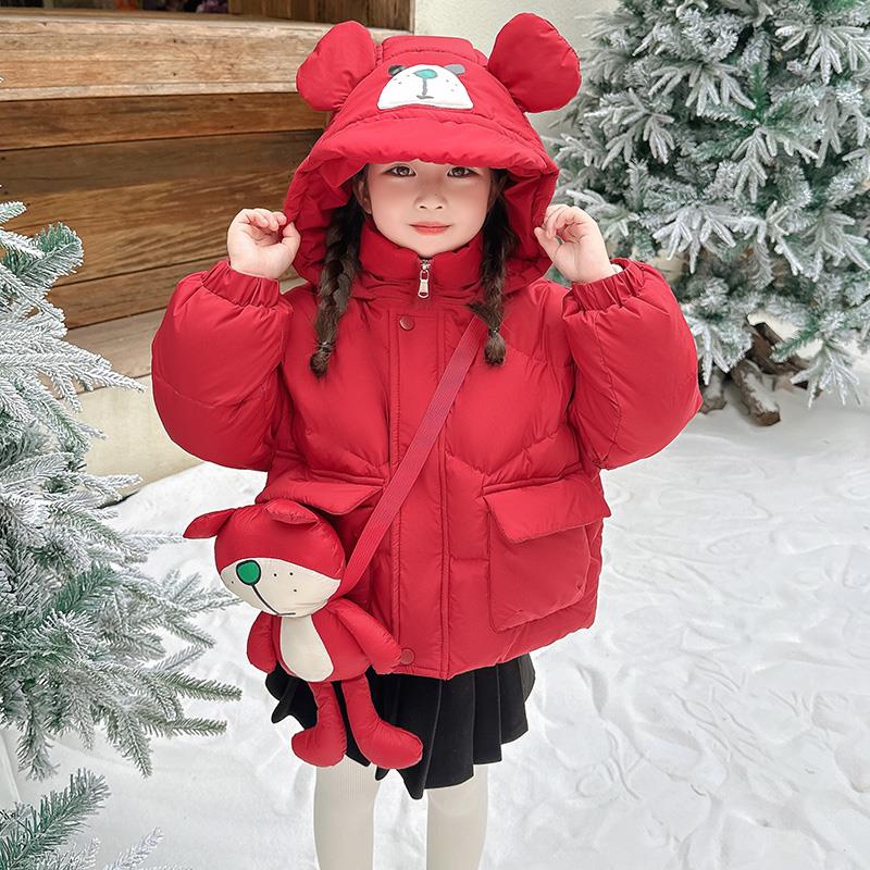巴拉巴拉女童秋冬季羽绒服2025新款儿童加厚保暖红色加厚女童