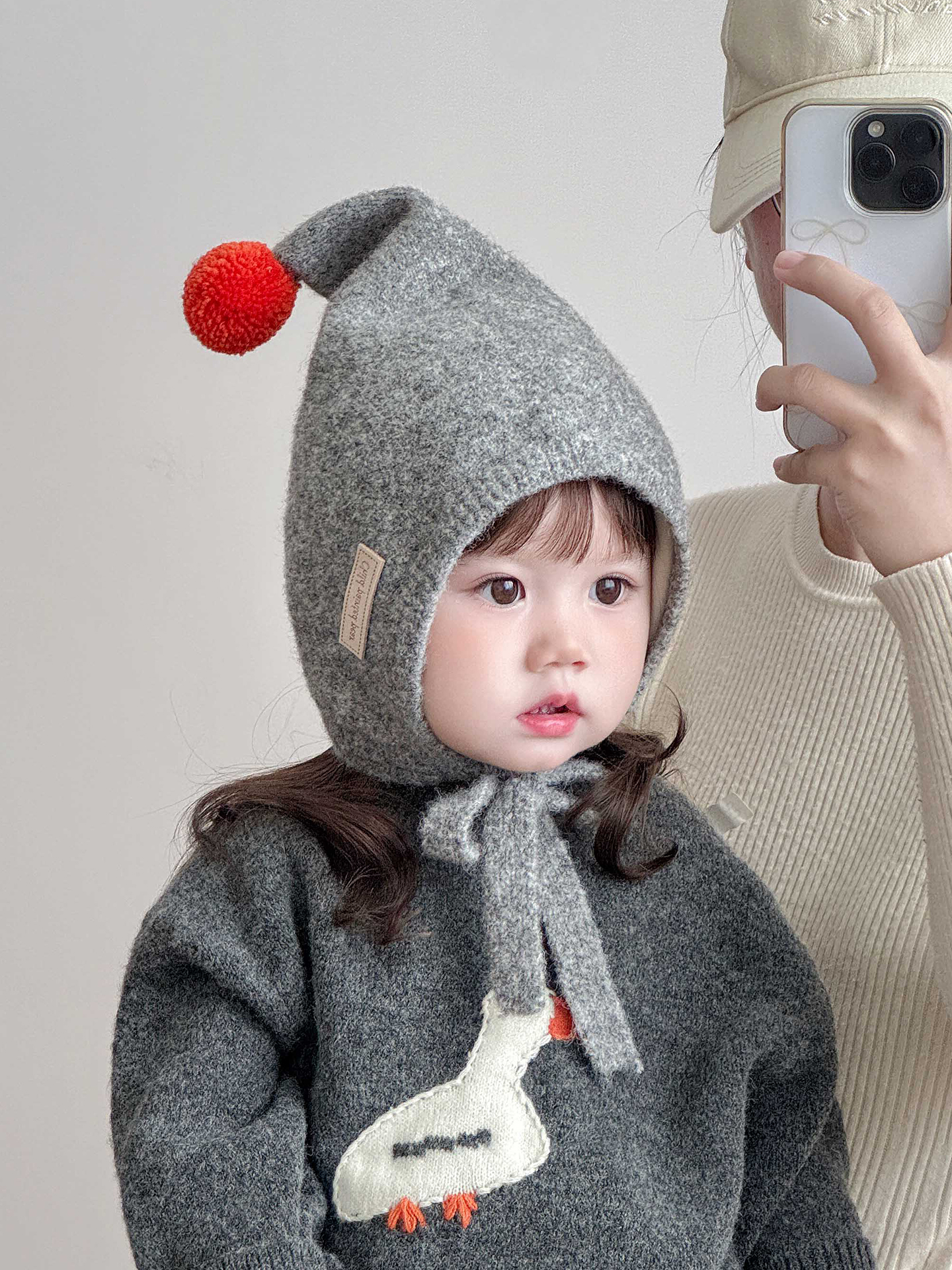 儿童帽子冬天毛线帽韩版洋气尖顶针织护耳帽男女宝宝加厚保暖防风