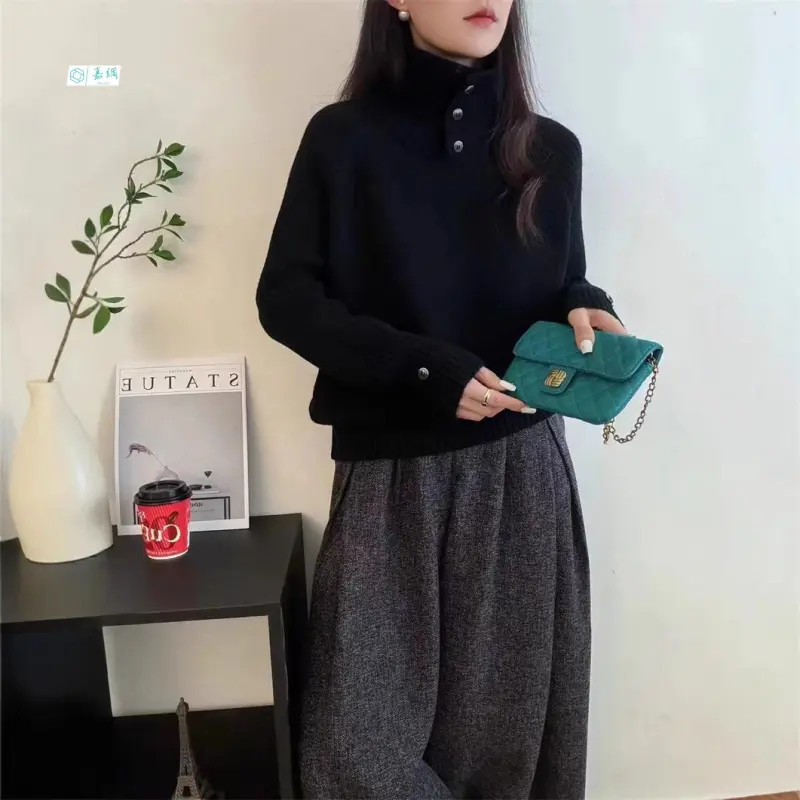 2025套头秋冬新款针织衫女减龄设计感洋气针织衫韩版加厚宽松百搭