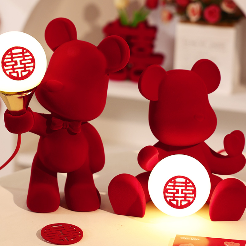 婚房布置结婚装饰台灯床头灯红色长明灯送新人礼物陪嫁用品女方