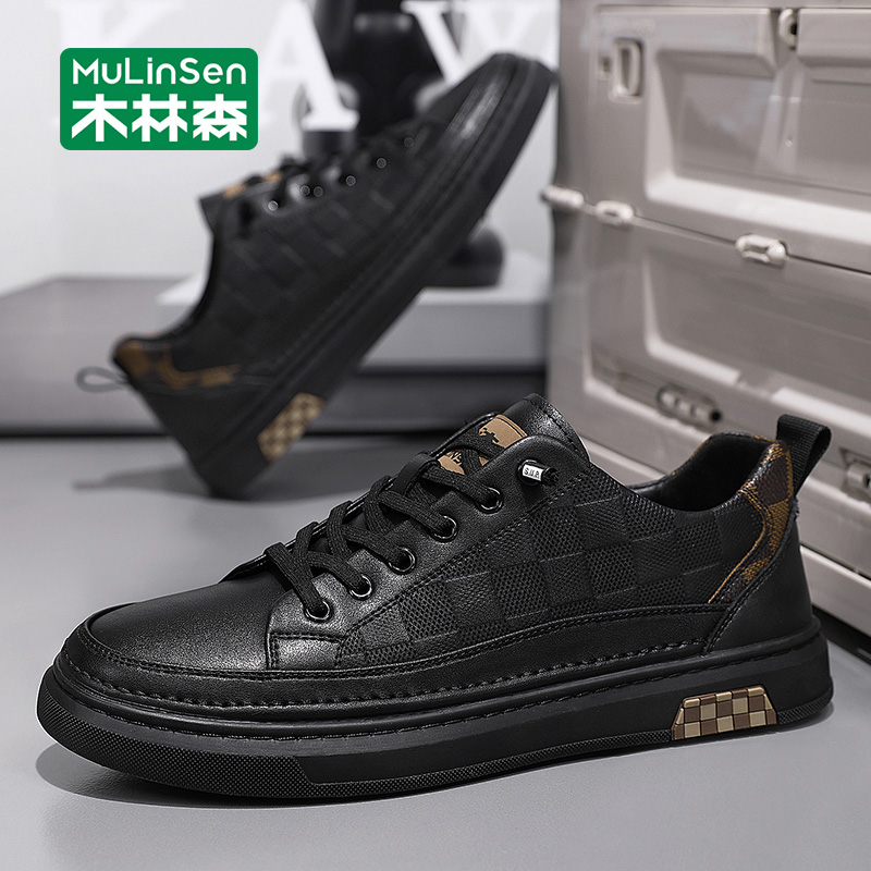 木林森男鞋2025新款秋季休闲板鞋男款低帮运动百搭软底工作潮鞋