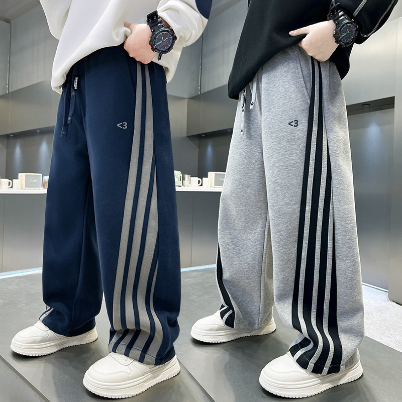 童装男童裤子2025新款春秋运动侧边拼接男孩中大童百搭宽松休闲裤