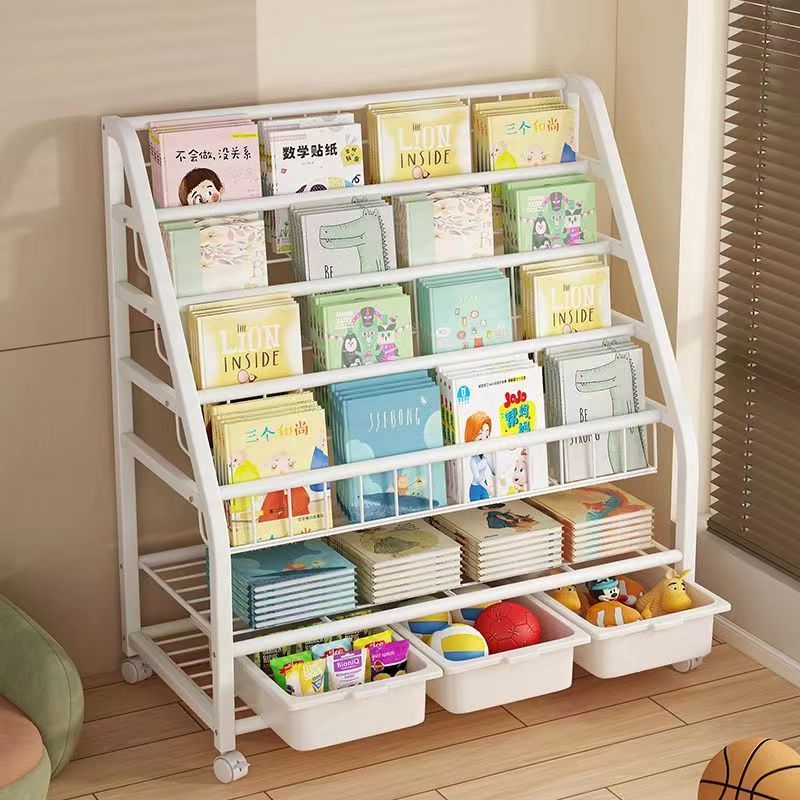 可移动儿童收纳书架多层加粗收纳架小孩书架儿童书架小朋友书报架