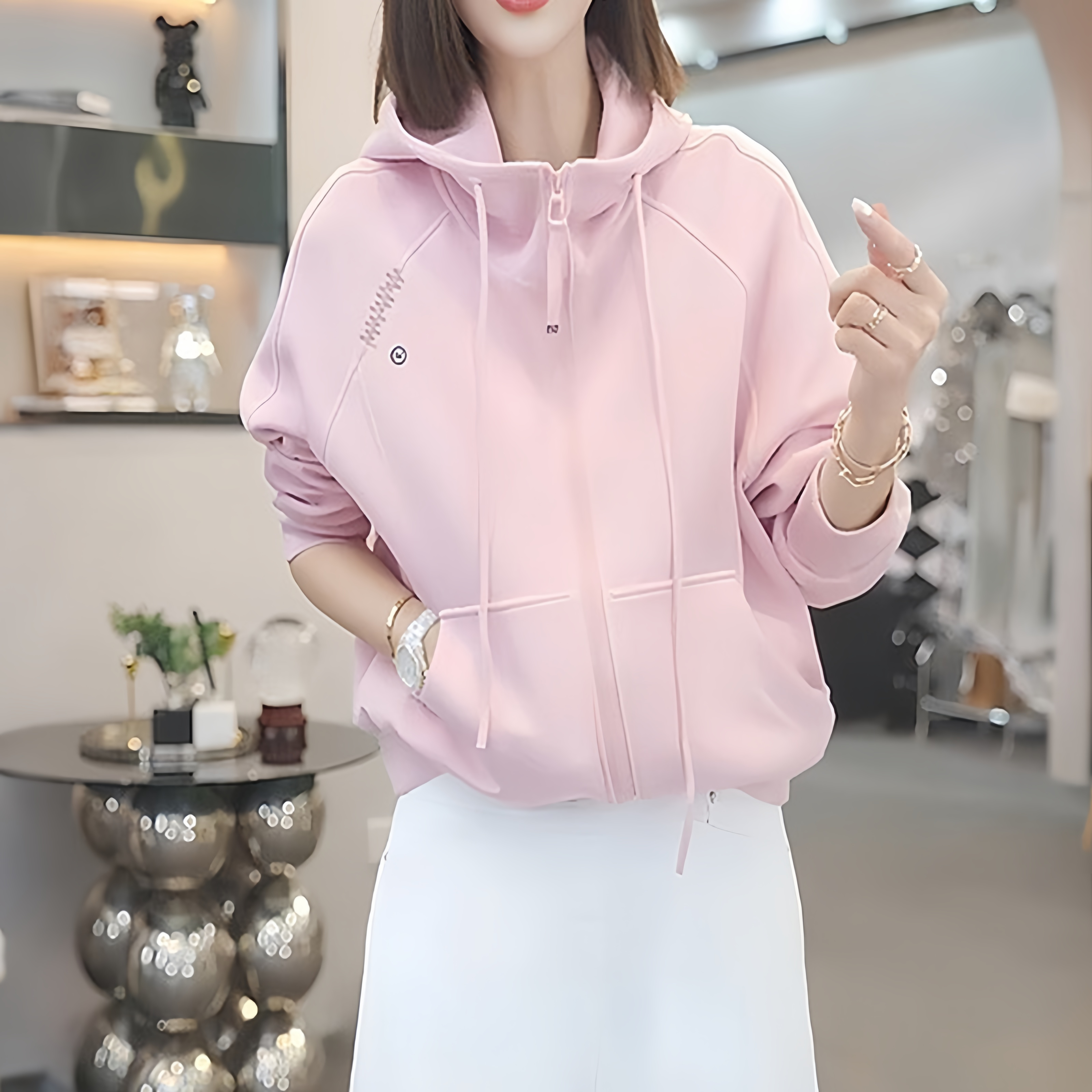 洋气减龄宽松连帽卫衣春秋季百搭气质高级感休闲慵懒风减龄外套女