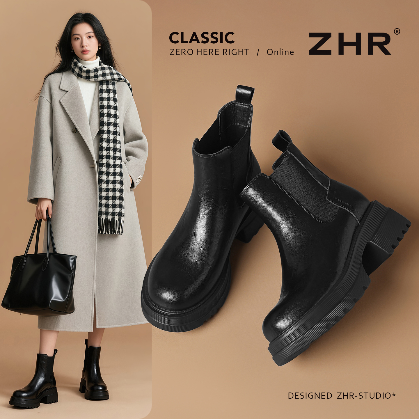 百搭小短靴女款2025新款爆款瘦瘦靴女真皮马丁靴复古粗跟切尔西靴