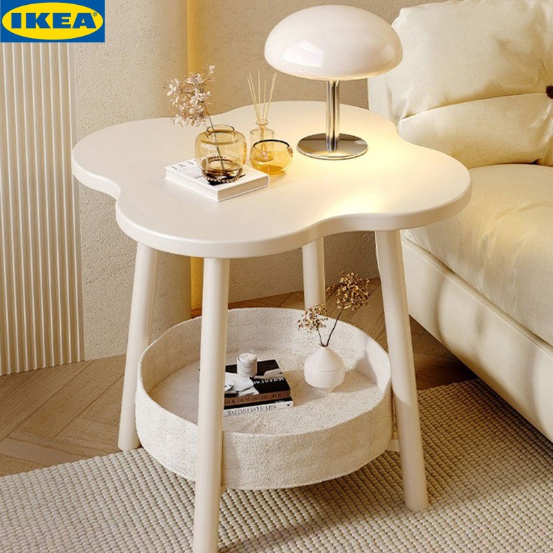 IKEA宜家奶油风床头柜移动新款小型置物架家用卧室创意花朵床头