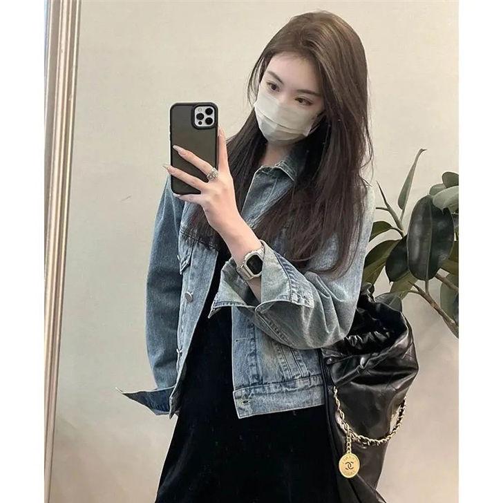 复古港风牛仔外套女春秋新款宽松设计感休闲百搭短款开衫夹克上衣