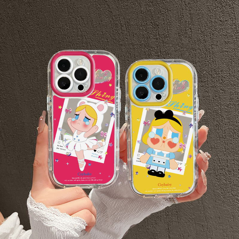 芭蕾哭娃适用苹果17pro手机壳16promax镜面华为p80奶油oppo小米15