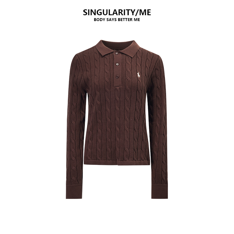 Singularity Me 8A 90526 小马刺绣polo衫显瘦秋冬绞花针织衫上衣