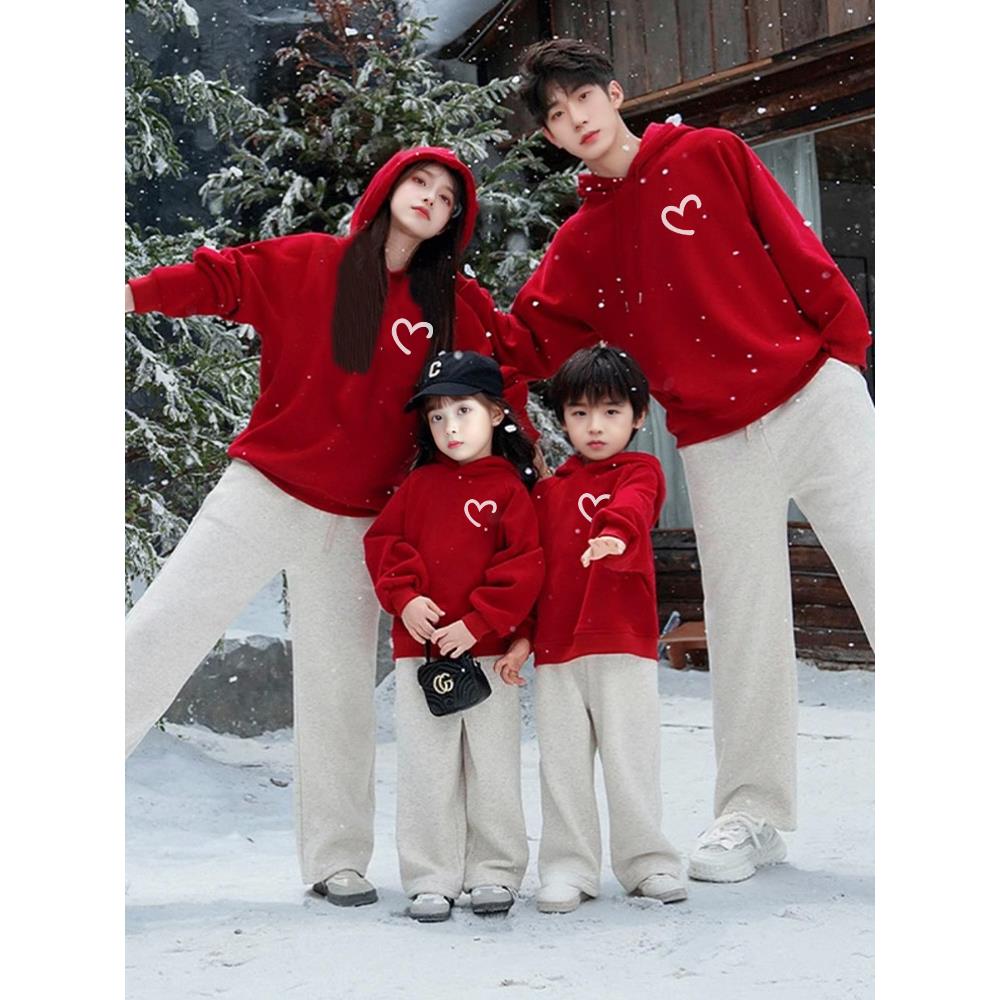 2025本命年过新年红色衣服亲子装一家三四口秋冬新款童装男女同款