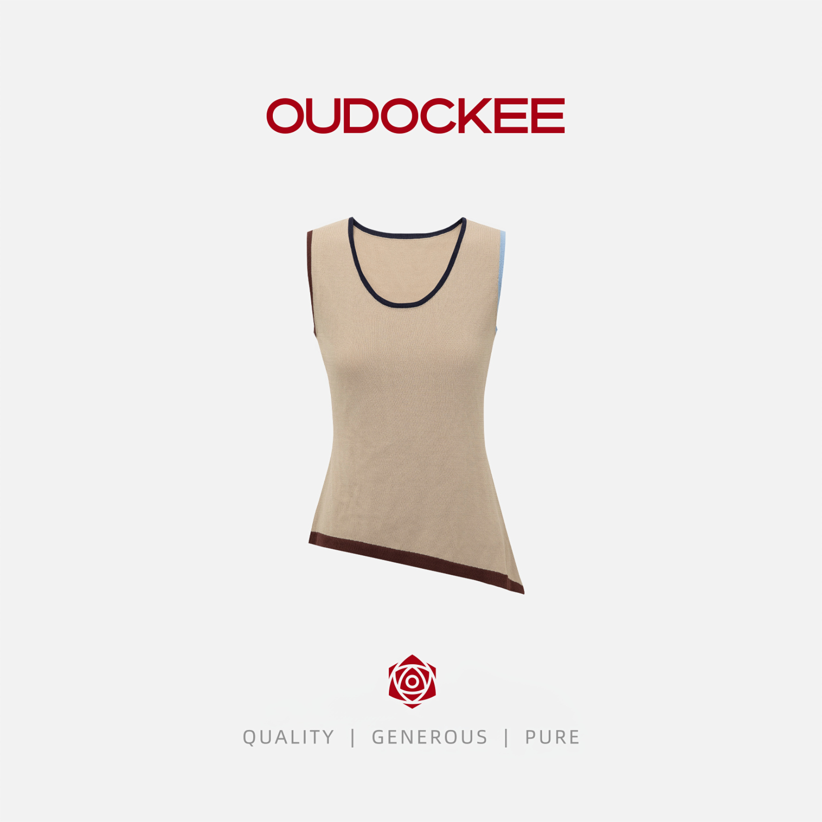 OUDOCKEE 鸥鸥 【赵露丝】浅驼纯色修身针织背心 O2503G450T