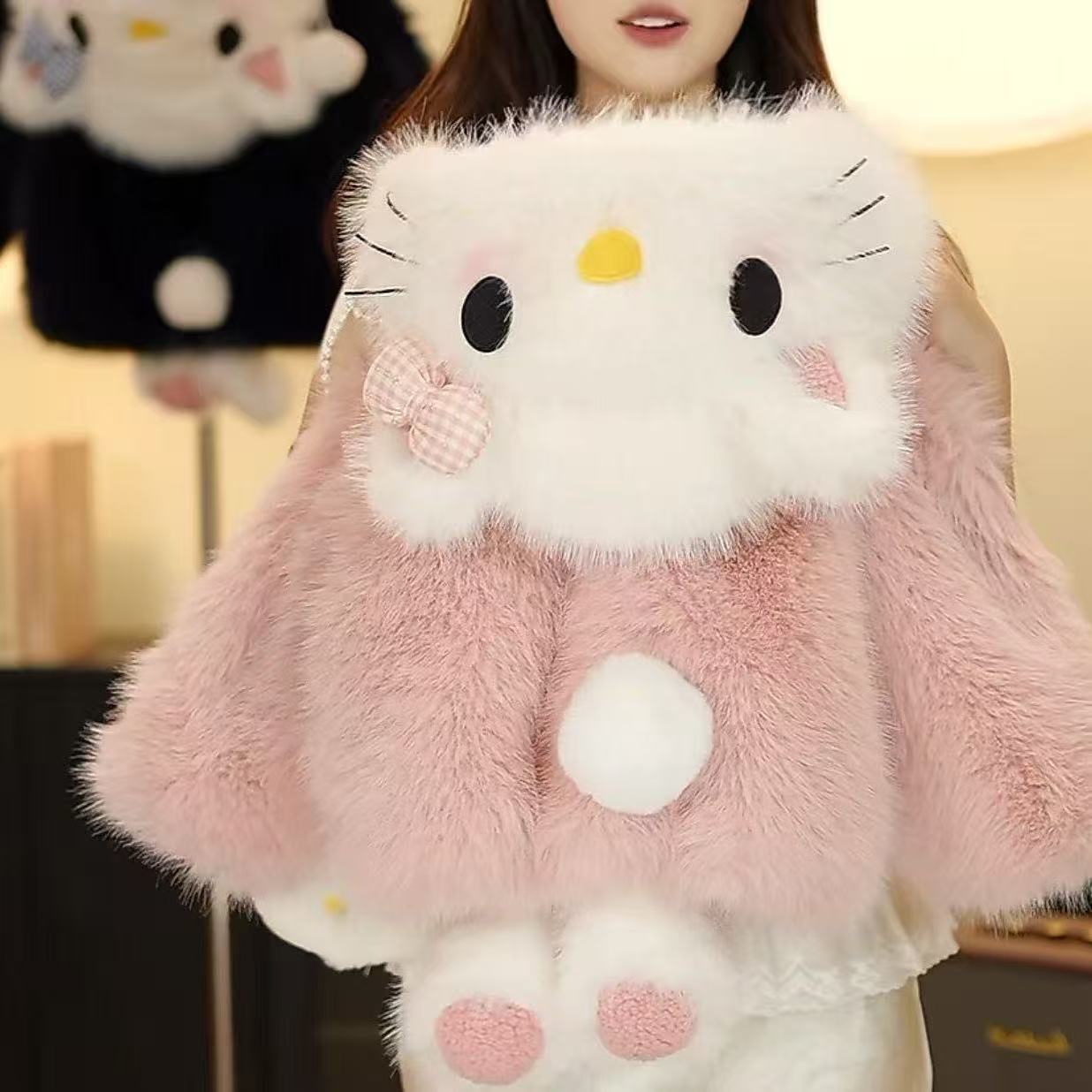 女童韩系高定毛毛衣秋冬加绒加厚款大衣2025新款女宝宝公主风外套