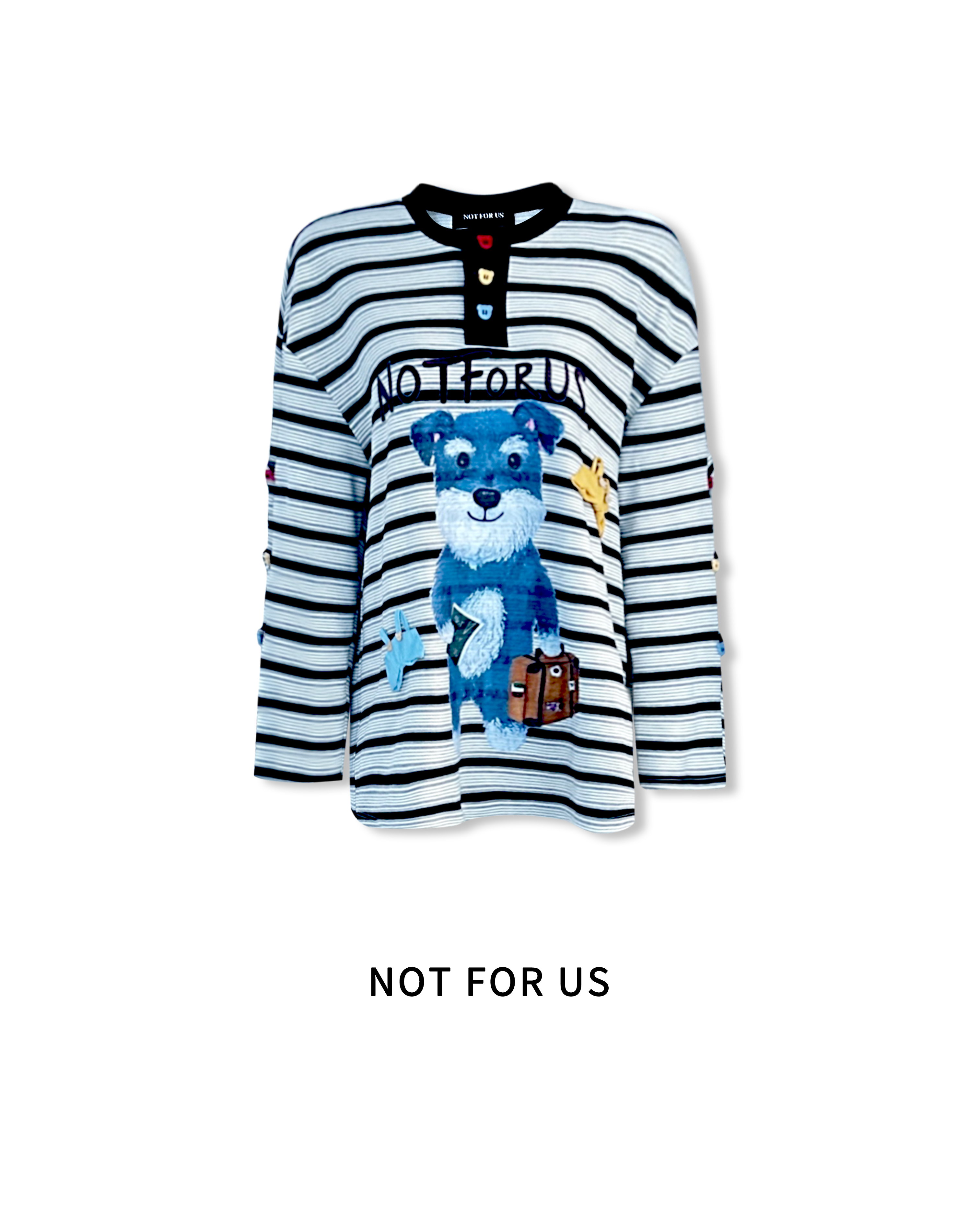 NOT FOR US25SS小狗印花条纹t