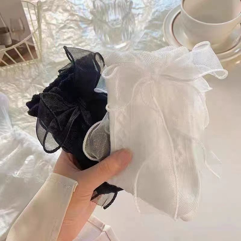 白色蕾丝袜子女中筒袜夏季jk日系可爱花边洛丽塔蝴蝶结公主袜短袜