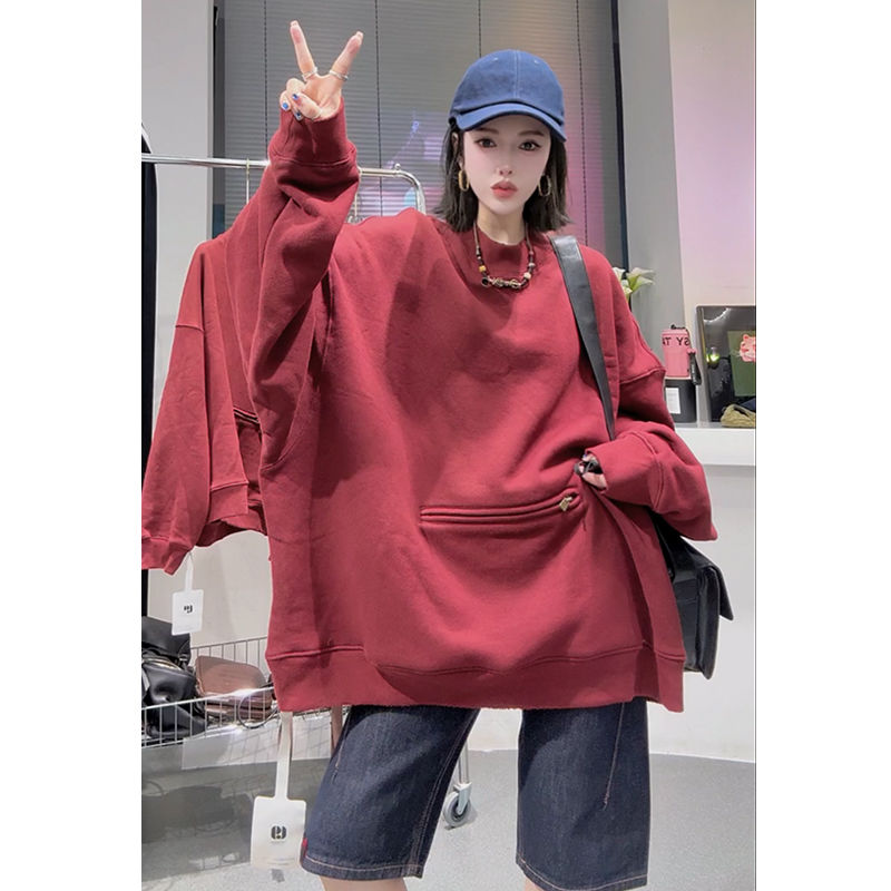 韩版百搭宽松大码纯色卫衣潮欧洲站2025秋季新款时尚休闲套头上衣