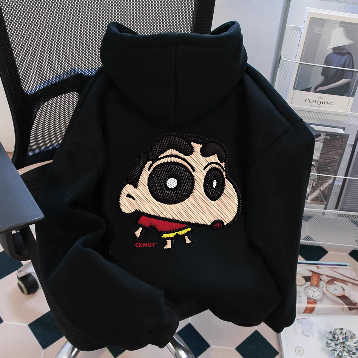 重磅500g加绒加厚连帽卫衣宽松秋季冬季日系卡通休闲男装长袖Zx01