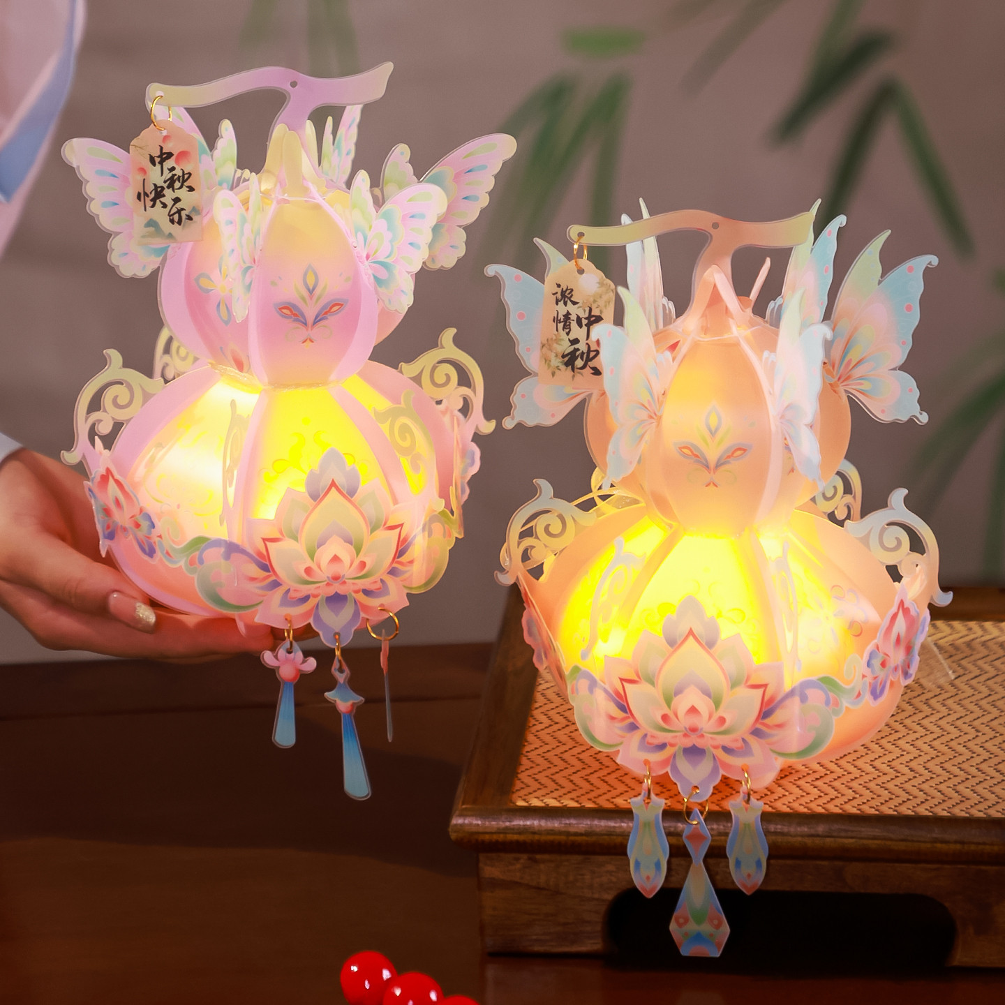 2025新款中秋节葫芦灯笼儿童手工diy材料包户外手提福禄花灯挂饰