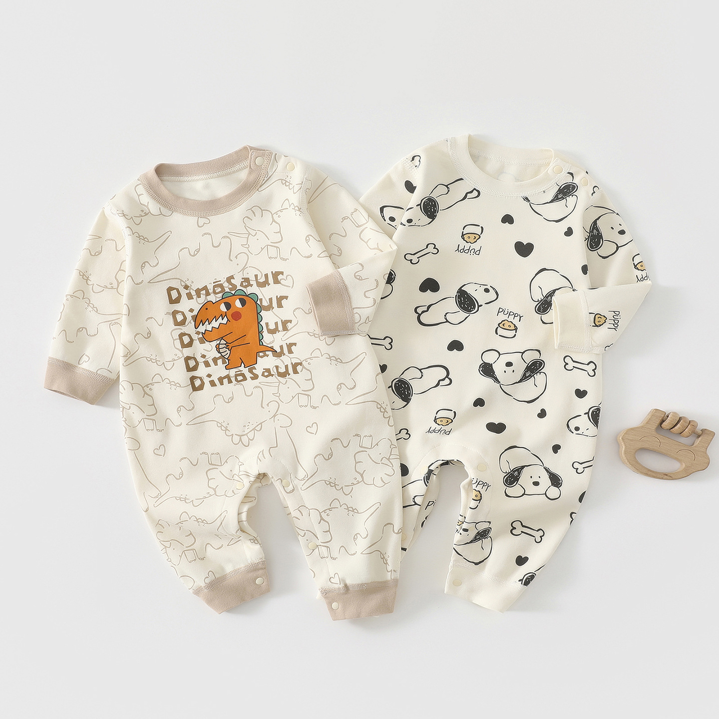 婴儿衣服春秋纯棉无骨新生儿连体衣宝宝哈衣套头爬服柔软打底睡衣