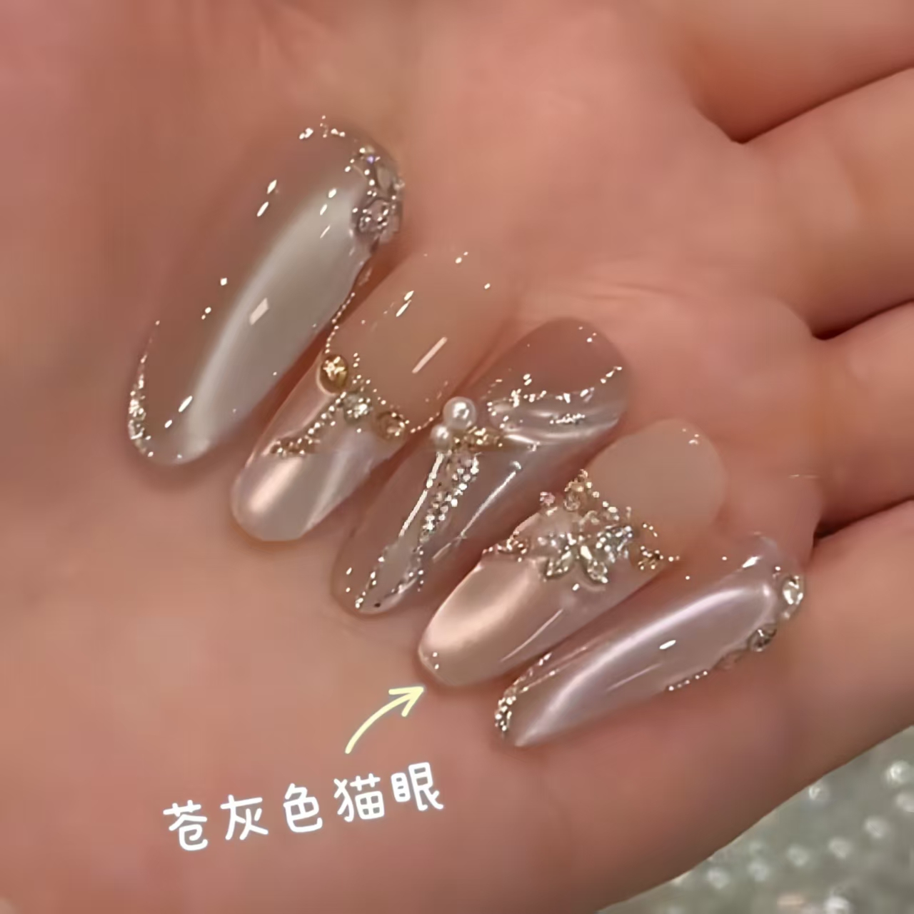 【月光夜曲】轻奢显白纯手工穿戴甲光疗冰透渐变纯欲四季流行10片装