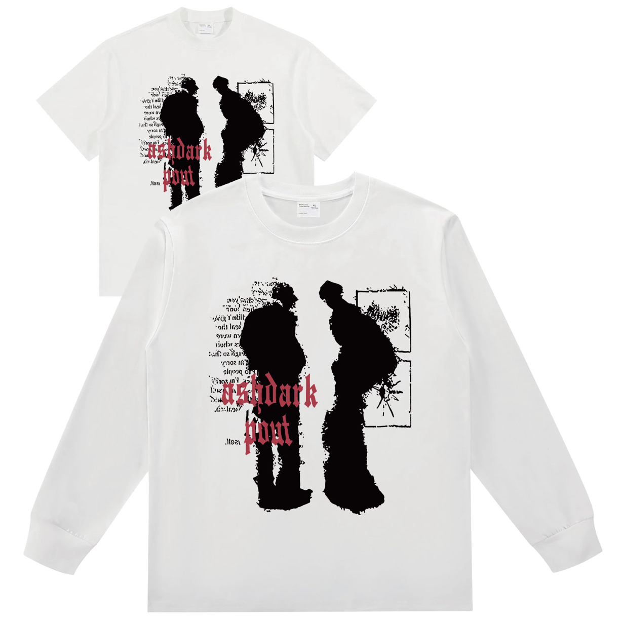 AILEKE「人像剪影」数码直喷重磅宽松纯棉短袖T恤休闲个性潮流