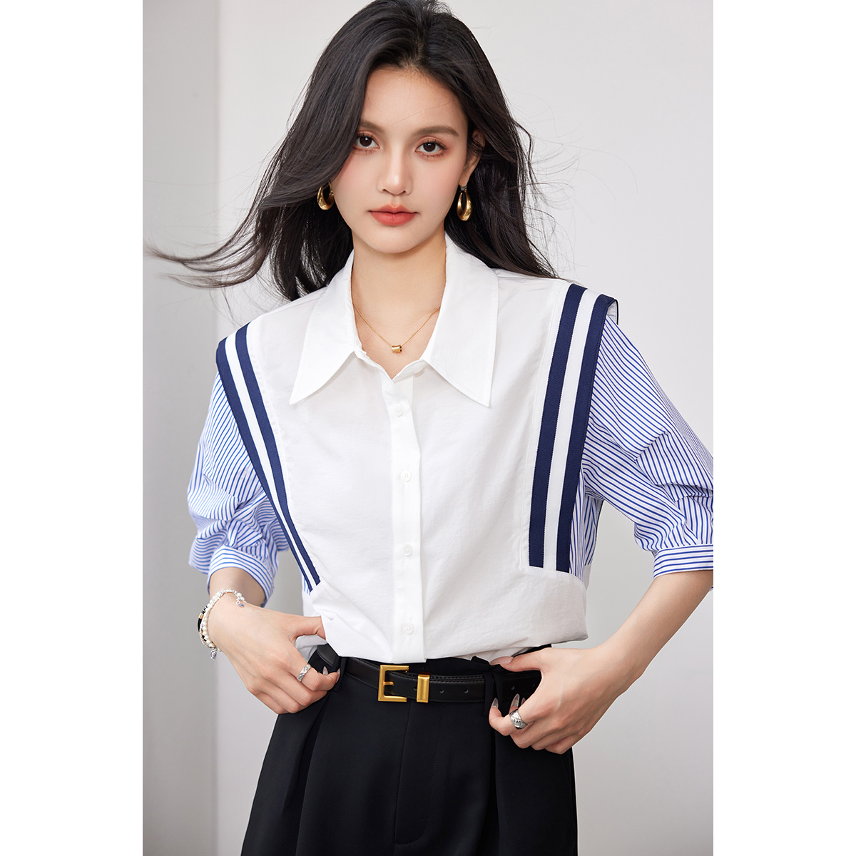 拉夏贝尔短袖衬衫女款爆款2025网红洋气女炸街纯欲慵懒风衣服女装