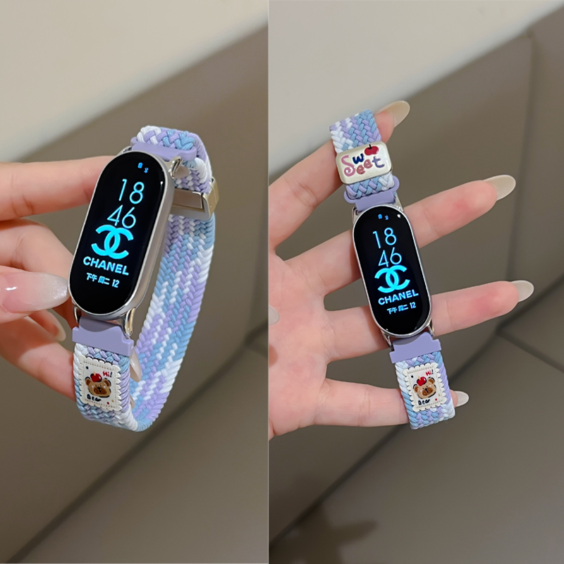 细款小熊编织表带适用于小米手环10手表带小米手环9xm9/8透气表带