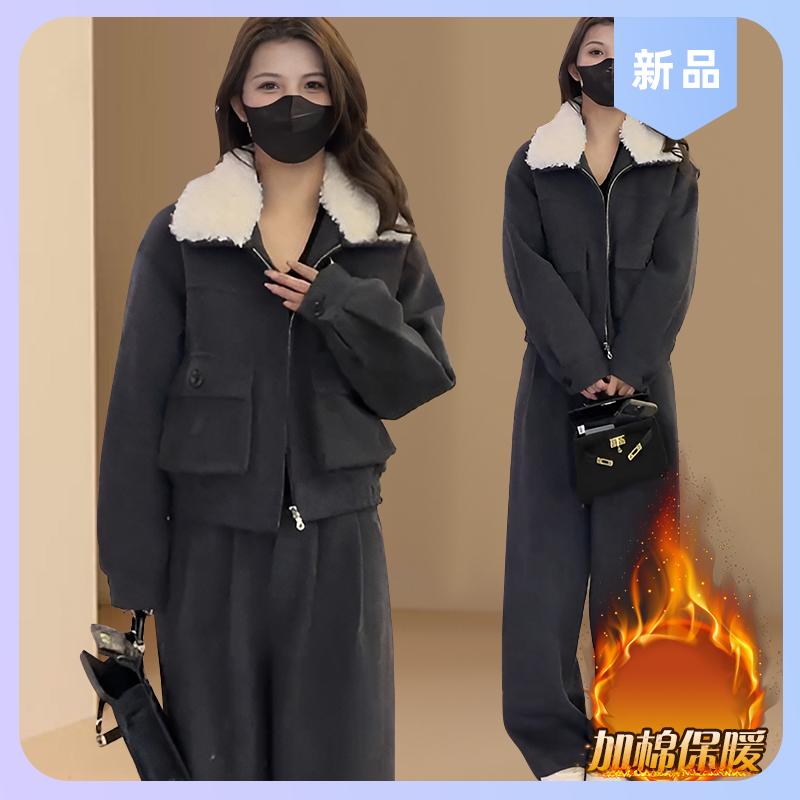 高级感加厚时尚套装女士冬装新款洋气棉衣外套保暖长裤气质两件套