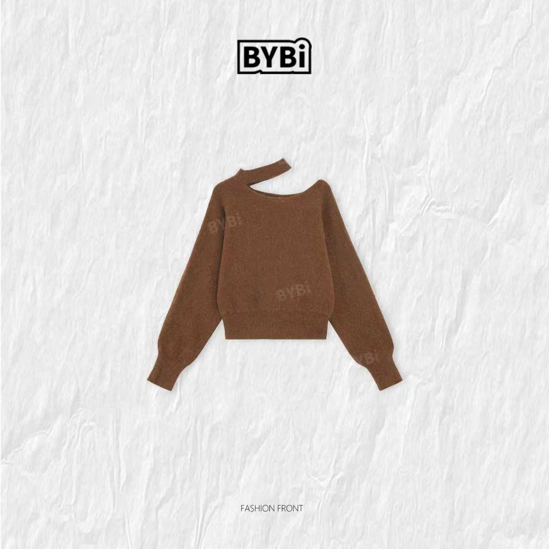 涵安娜【狐狸美人】53200 冬季挂脖软糯时尚厚款纯色气质毛衣