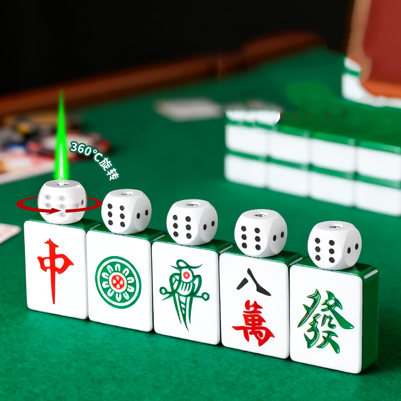 新款个性旋转骰子麻将解压把玩创意禄焰新潮防风打火机礼物送男友