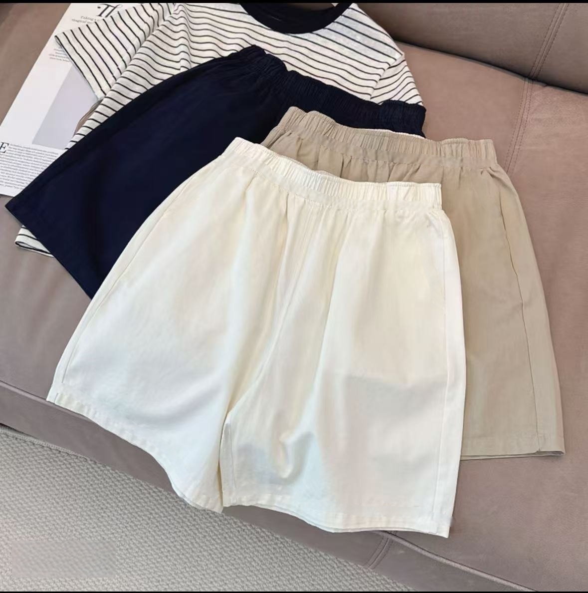 【水洗棉100%纯棉，绝版裤型】休闲女夏季新款a字阔腿显瘦高腰短裤