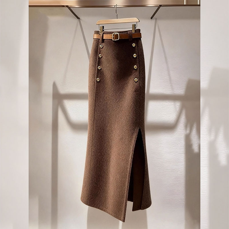 冬季新款半身裙女气质轻熟风女装独特别致设计感a字裙减龄长裙子