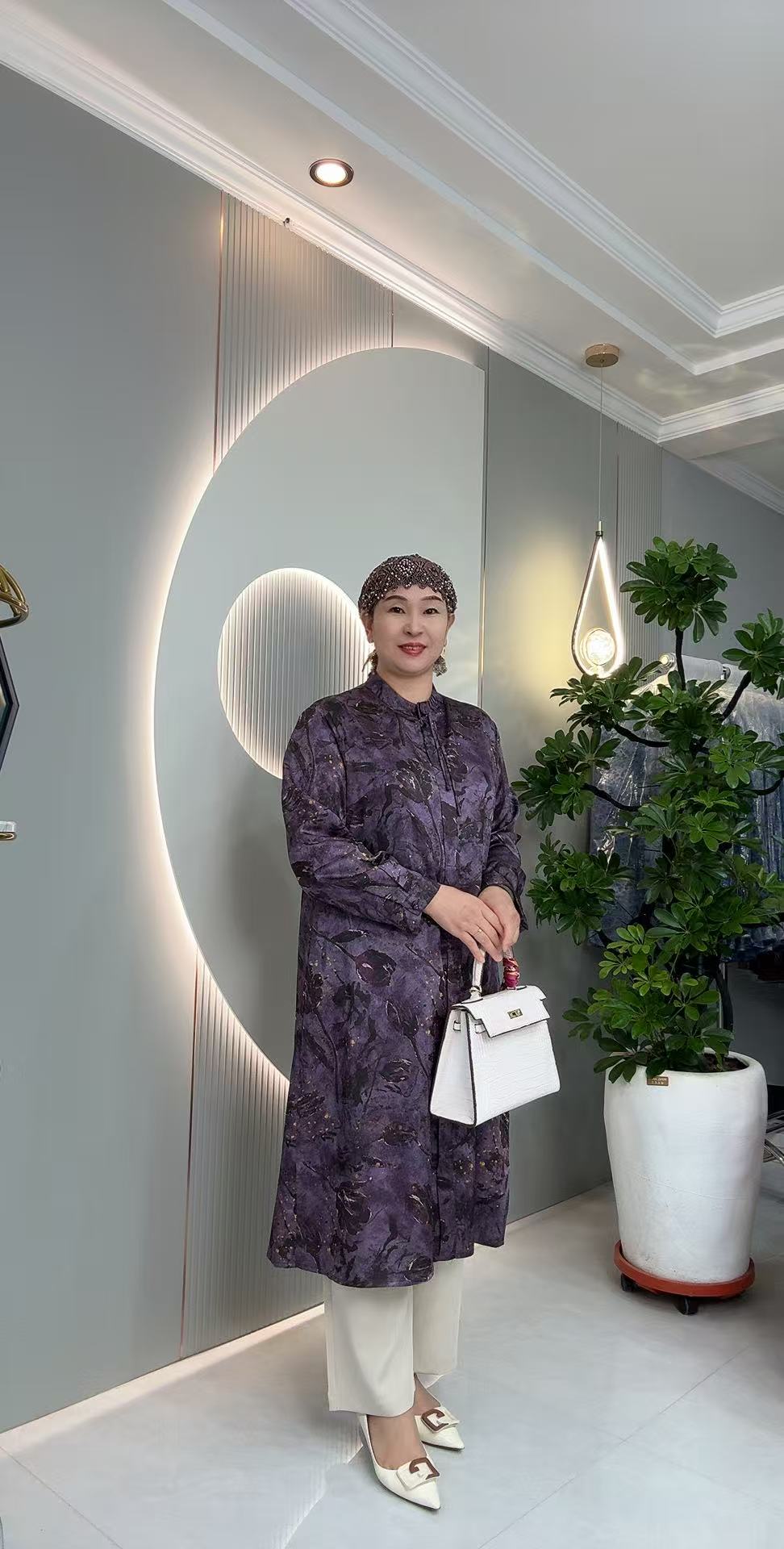 w1920提花丝缎国风连衣裙(裙长1.1米左右)