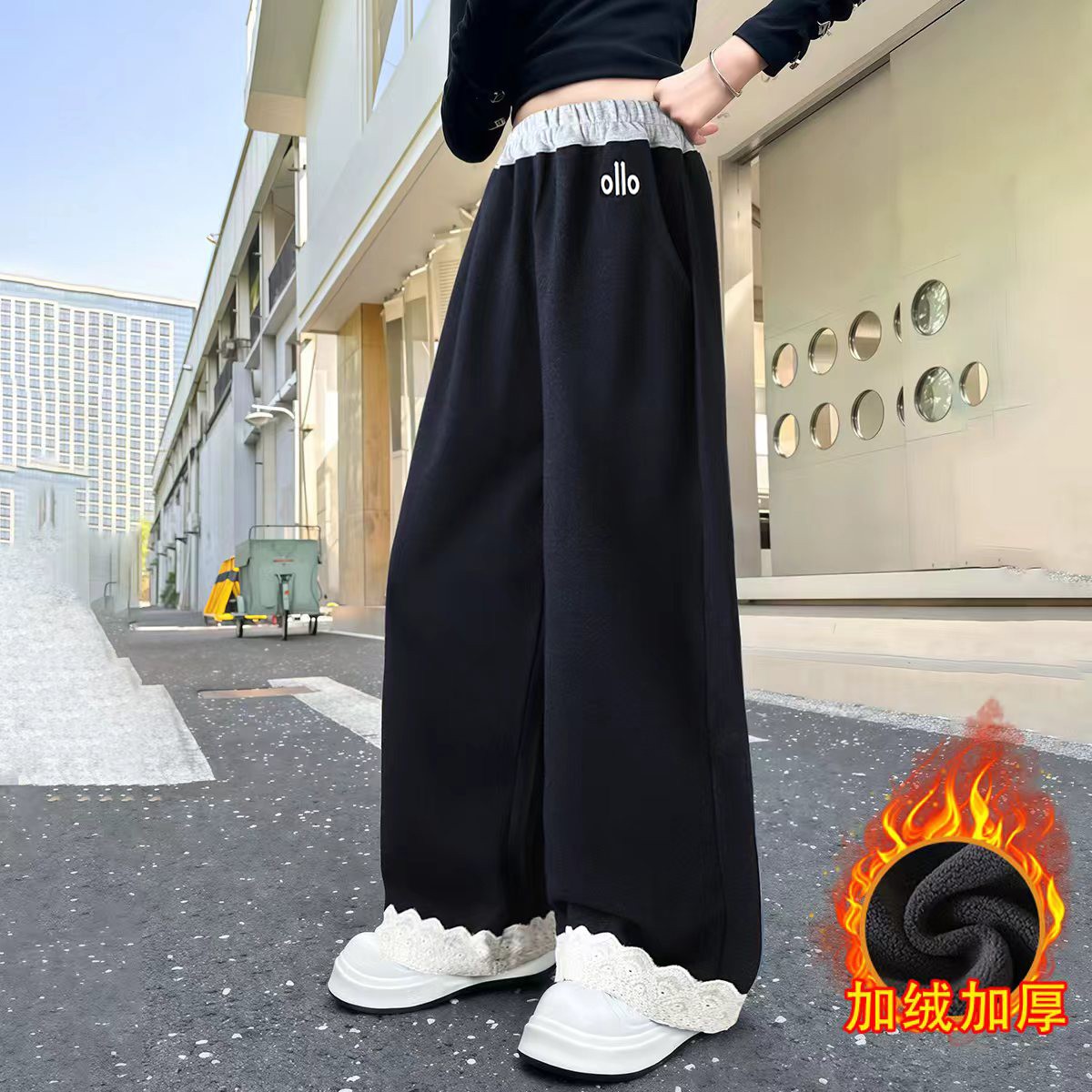 【一体绒】女童加绒裤子2025秋冬高弹针织牛仔中大童时尚休闲长裤