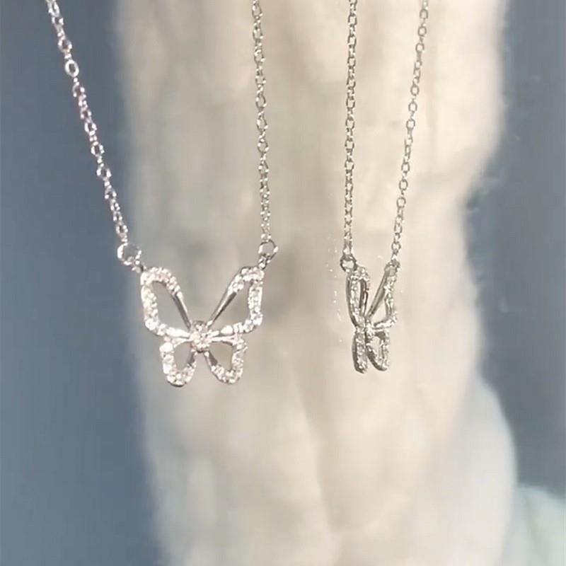 蝴蝶项链女款纯银高级设计感轻奢小众锁骨链2025