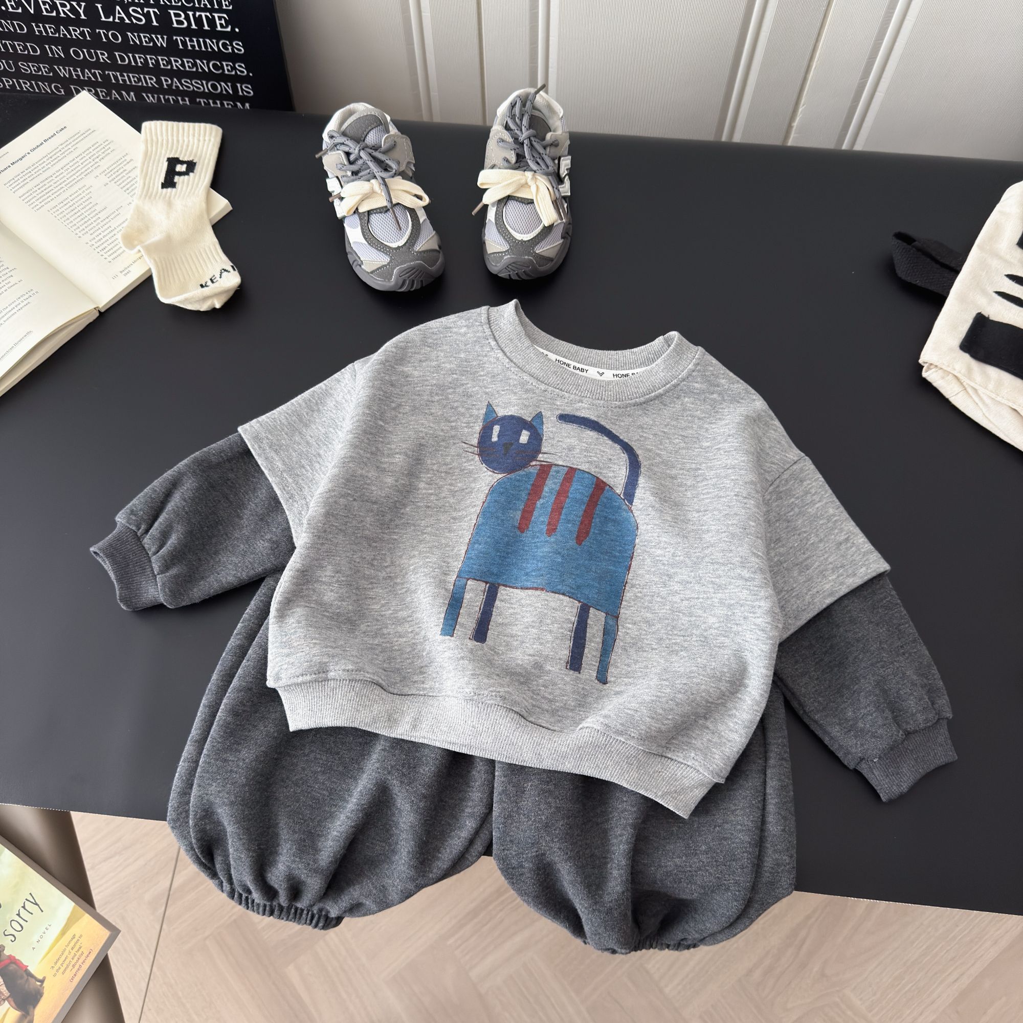 2025新款秋季儿童韩版拼接长袖宝宝秋装休闲假两件套装