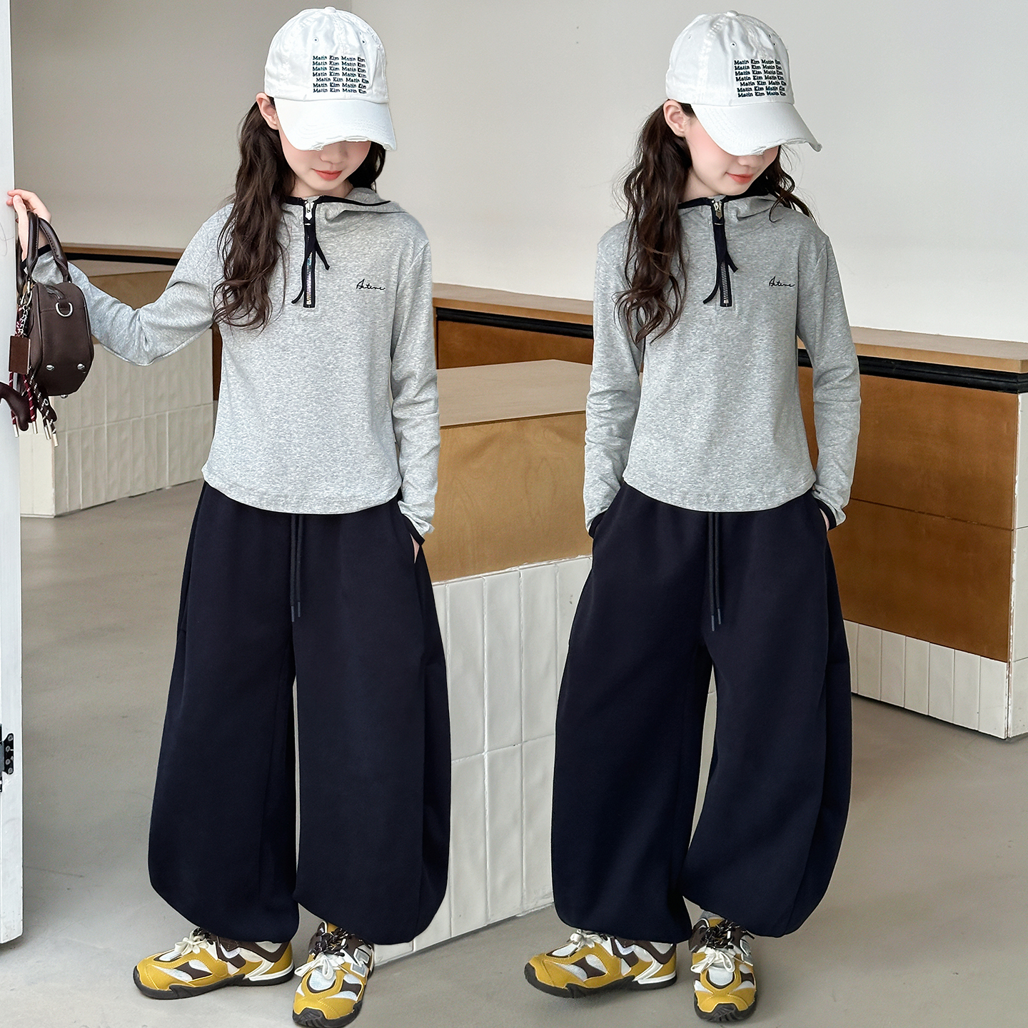 女童套装2025春秋新款女大童秋装打底衫初中生儿童阔腿裤6-12岁潮