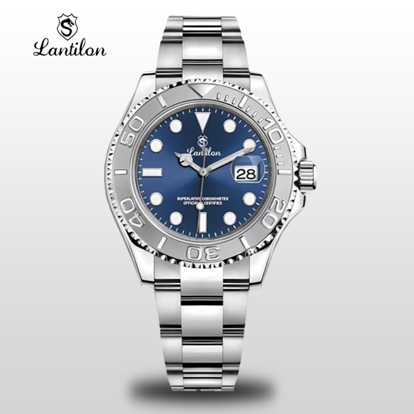 LANTILON/朗帝龙【蓝游艇】时尚高档百搭轻奢潮流蓝色游艇夜光手表