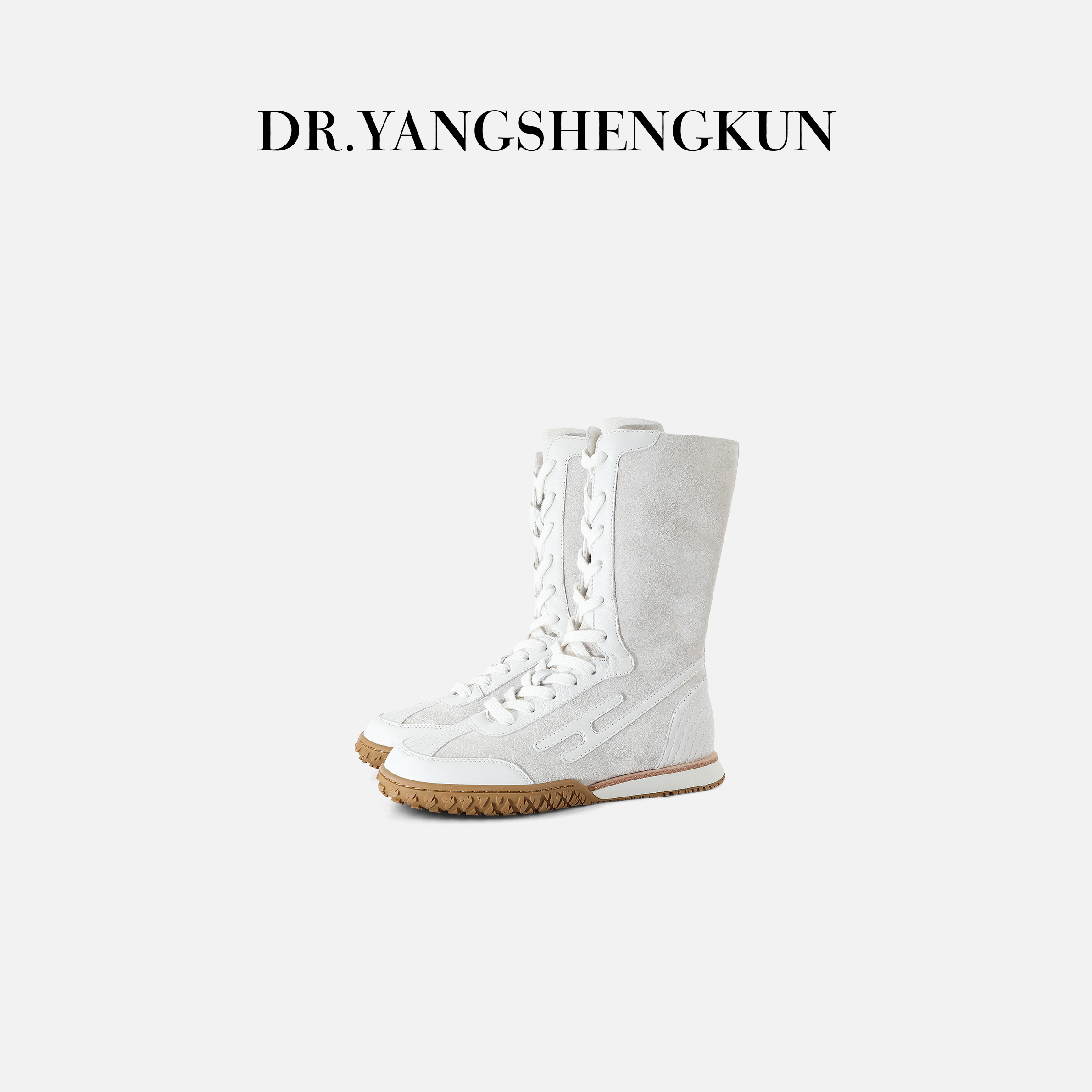 杨圣坤2025新品定制羊猄皮拼牛皮复古德训鞋休闲系带短靴X2591612