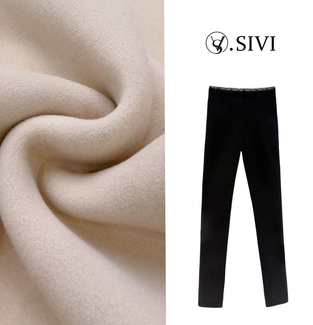 熙薇冬季新款蛋白绒高弹保暖显瘦设计师云朵芭比裤H6962