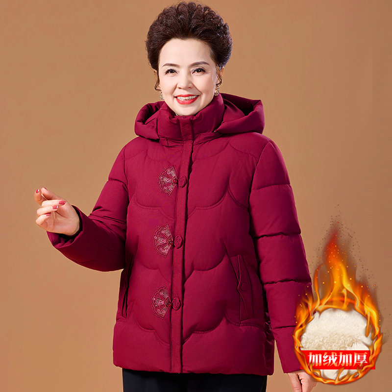 妈妈国风2025新款中年加绒棉衣新中式中老年女冬装奶奶装外套棉服