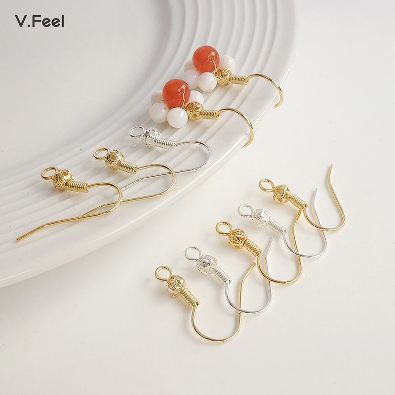 铜合金耳饰 V.FEEL14k包金保色镂空珠耳钩diy耳饰配件材料