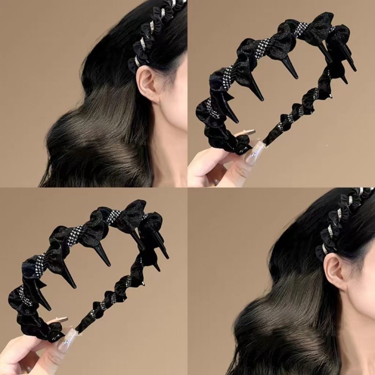 精致黑色缠绕倒齿发箍女2025新款气质高颅顶头饰带齿防滑洗脸头箍